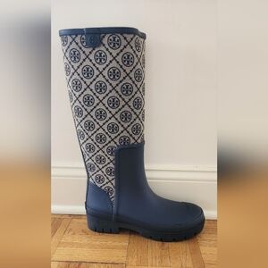 Worn Tory Burch Blue and Beige Women's Rainboots